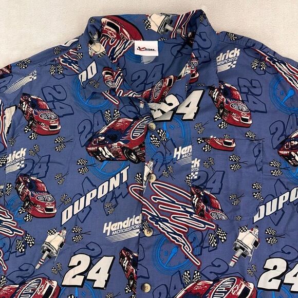 Vintage JEFF GORDON Shirt Mens XXL Button Up DUPONT Racing AOP NASCAR #24 90s - Picture 2 of 8